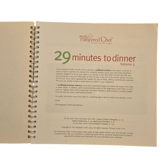 The Pampered Chef 29 Minutes To Dinner Volume 2 Cookbook Recipe Book - Picture 3 of 4